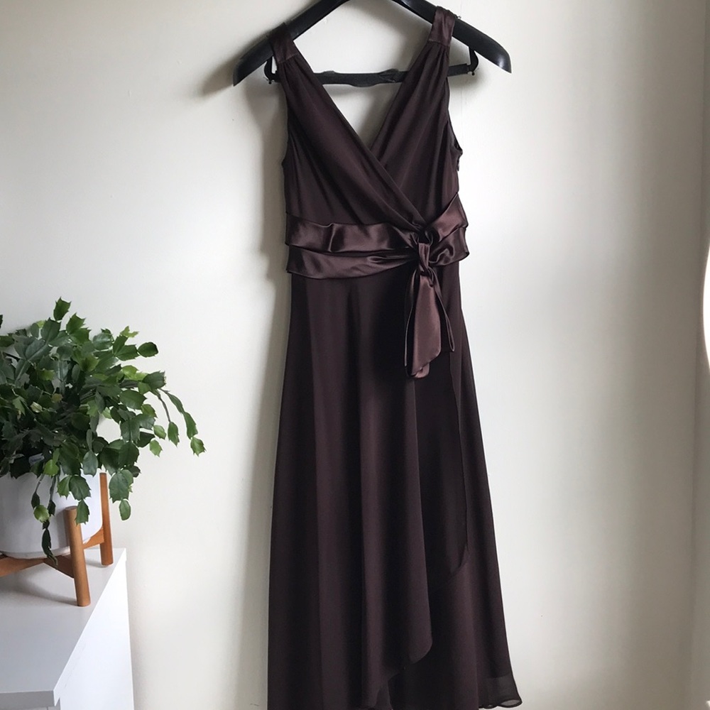 Evan Picone formal sleeveless dress, brown, S10